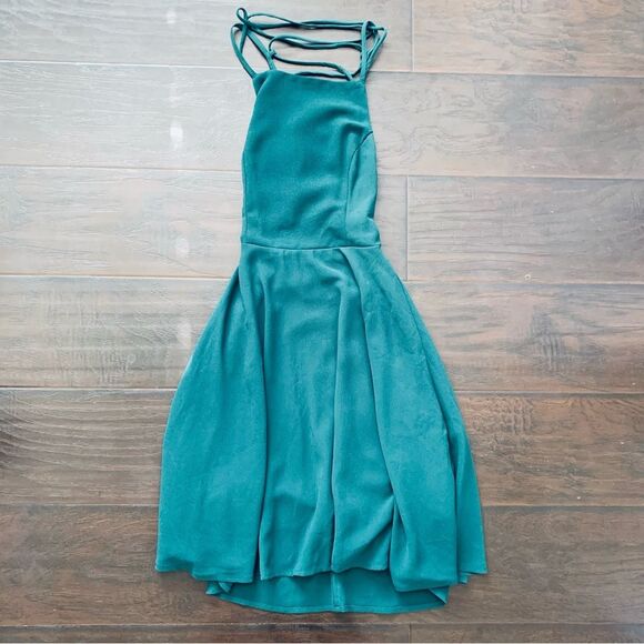 Lulus Green Open Back Strappy Mini Dress XS | Backless Tiered Cocktail Sundress - Picture 1 of 12